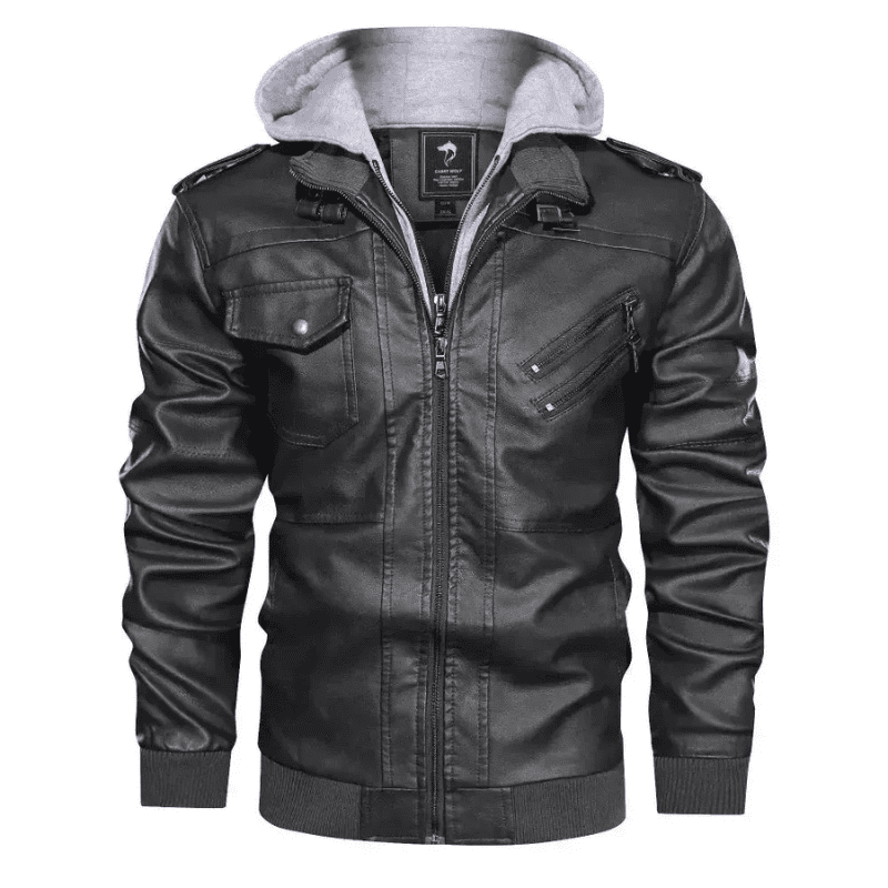 Jaqueta de Couro Masculina com Capuz Removivel - Sapazzo